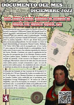 'Tratado de San Lorenzo' do ano 1796, documento do mes no Palacio de la Isla