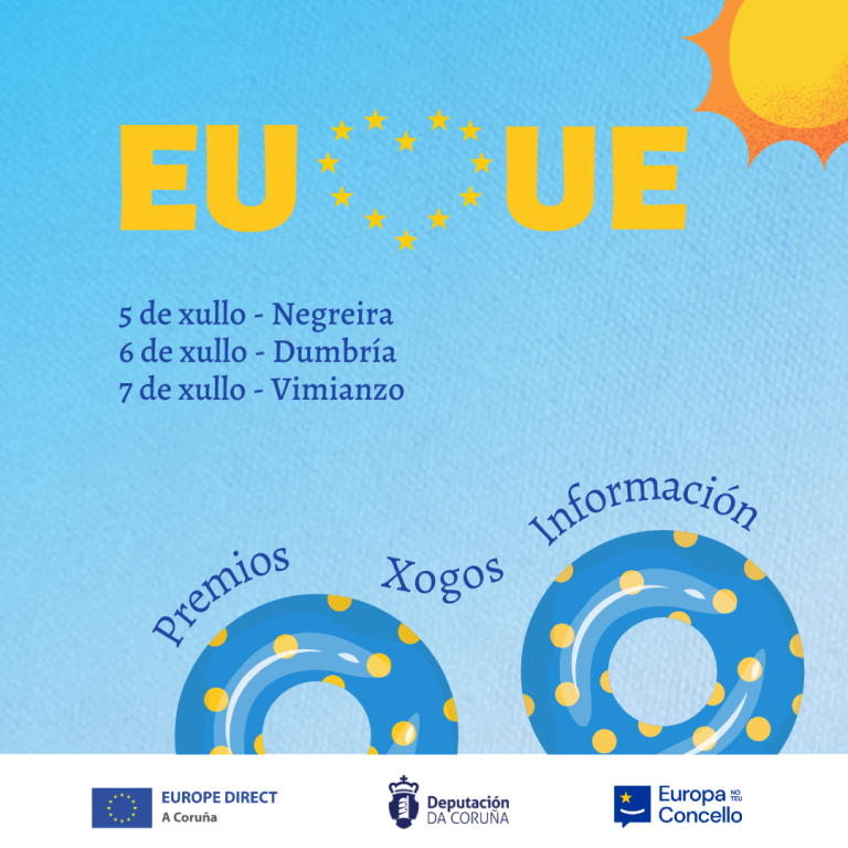 EUROPE DIRECT A Coruña pon en marcha a campaña EU ♥ UE de información europea que chega esta fin de semana a Negreira, Dumbría e Vimianzo con actividades lúdicas