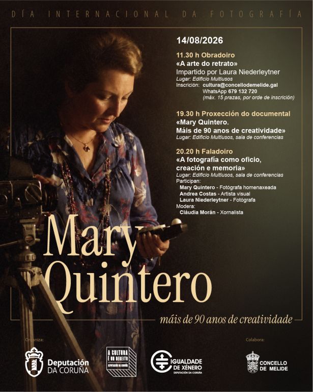 A Deputación celebra o Día Internacional da Fotografía en Melide cunha homenaxe á pioneira Mary Quintero