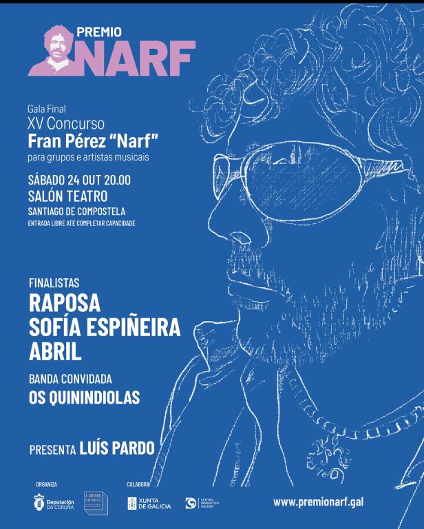A final do Premio Narf da Deputación terá lugar o vindeiro 24 de outubro nunha gala especial polo décimo aniversario do pasamento de Fran Pérez